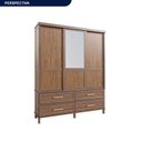Ver imagem 2 de Guarda-roupa Casal com Espelho 3 Portas de Correr e Quatro Gavetas