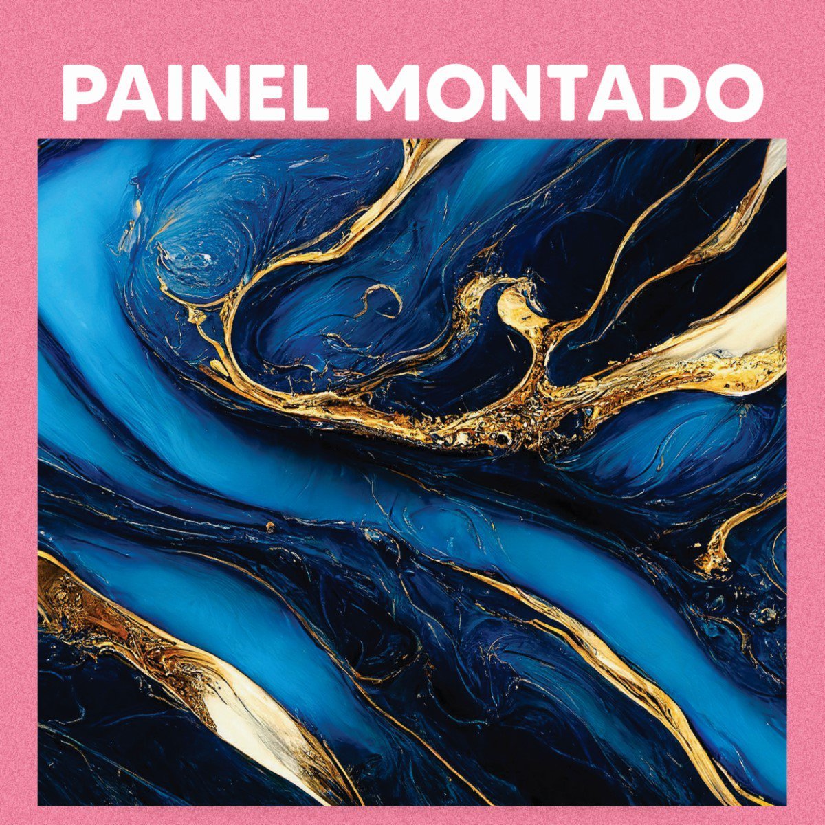 Papel de Parede Painel 3D Mármore Azul com Dourado 2,5M Revestimento Pedra Requinte Auto Colante - 2