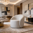 Ver imagem 1 de Poltrona Linho Cinza Decorativa Orgânica Giratória Lua D03 - D’Rossi