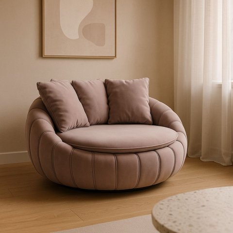 Poltrona Giratória Madeira Escritório Sala Quarto Almofadas Luxo Reforçada Premiun Salao Rosa