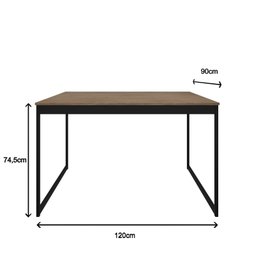 Mesa de Jantar 4 Pessoas 120x90 Tolix Magno Industrial Metal e Madeira - Lamina com Preto - 2