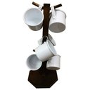 Ver imagem 1 de Suporte Rústico com 6 Canecas de Café em Alumínio Esmaltadas - Branca