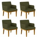 Ver imagem 1 de Kit 04 Poltronas Decorativas para Sala de Estar Base Mel Beatriz W01 Linho Verde - Lyam Decor