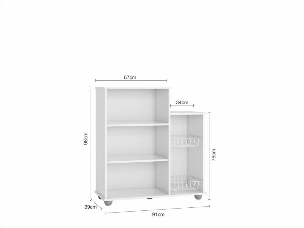 Armario Multiuso Sollys 2 Portas Balçao Fruteira 91cm Branco Poliman - 8