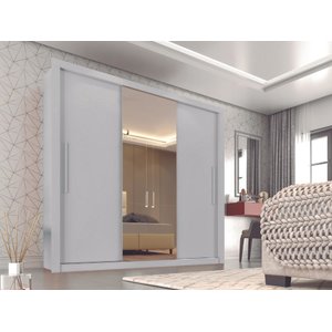 Guarda Roupa Casal com Espelho 3 Portas de Correr Flex Panama - Branco