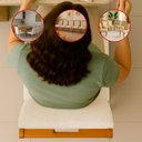 Ver imagem 3 de Kit 6 Cadeira de Jantar Emily Estofada Veludo Bege Pé de Madeira Castanho - Arkell