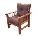 Ver imagem 3 de Poltrona Colonial Cancún de Madeira C/ Almofadas de Jacquard e Poliéster Marrom