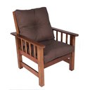 Ver imagem 1 de Poltrona Colonial Cancún de Madeira C/ Almofadas de Jacquard e Poliéster Marrom