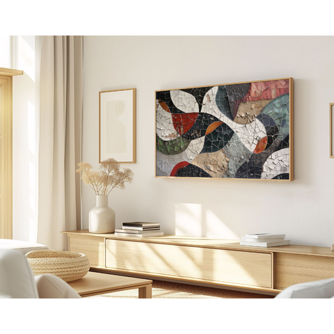 Quadro Decorativo N°96 160x90cm - Panorâmico Abstrato - Mosaico - Madeira Clara - Rollflex