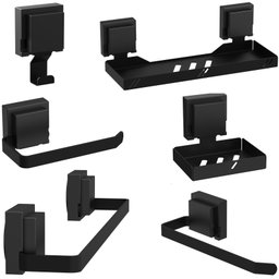 Kit Acessórios de Banheiro com Ventosa Preto 6 Peças F.max - 2