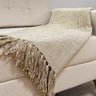 Manta Decoração para Sofá/poltrona Grande 1.20m X 1.70m Artesanal Rústico 100% Algodão com Franja - 3