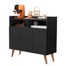 Buffet Aparador Balcão Sala Jantar Estar Wind Retro 3 Portas:black - 1