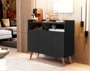 Ver imagem 2 de Buffet Aparador Balcão Sala Jantar Estar Wind Retro 3 Portas:black