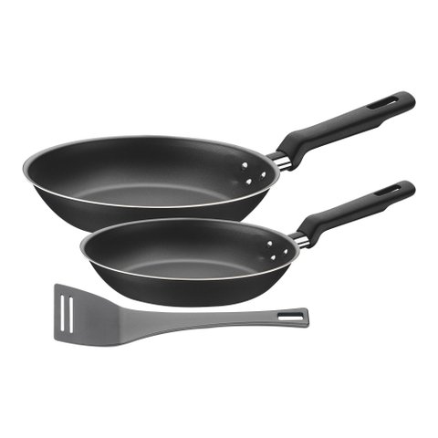 Jogo de Frigideiras Tramontina Loreto Alumínio Antiaderente Grafite 3 Peças - Espátula 18cm/22cm Tra