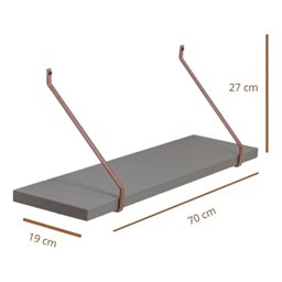 Kit 2 Prateleiras Cinza Madeira Mdf 70cm Laqueado Suporte Metal Decoração Moderno -organizze Móveis - 7