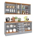 Ver imagem 4 de Cozinha Completa Aspen 7 Portas 4 Gavetas com Vidro Cinza/Cinamomo - Fellicci