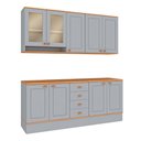 Ver imagem 1 de Cozinha Completa Aspen 7 Portas 4 Gavetas com Vidro Cinza/Cinamomo - Fellicci