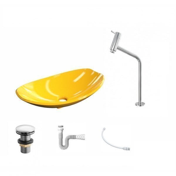Kit Cuba L45 com Torneira Link 1062 Metal e Válvula Click 1 1/2" + Sifão PVC e Flexível - 2