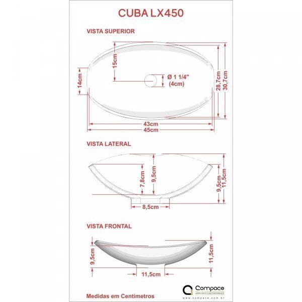 Kit Cuba L45 com Torneira Link 1062 Metal e Válvula Click 1 1/2" + Sifão PVC e Flexível - 8