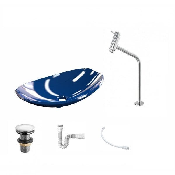 Kit Cuba L45 com Torneira Link 1062 Metal e Válvula Click 1 1/2" + Sifão PVC e Flexível - 2