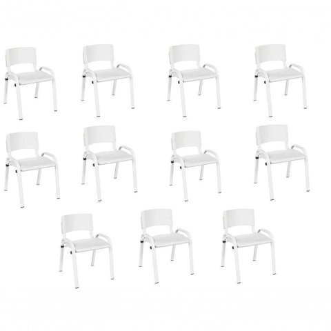 Kit 11 Cadeira Iso Infantil Creche, Base Branco Branco