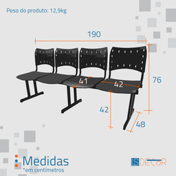 Cadeira Iso Rp Longarina Polipropileno 4 Lugares Colorida - 2