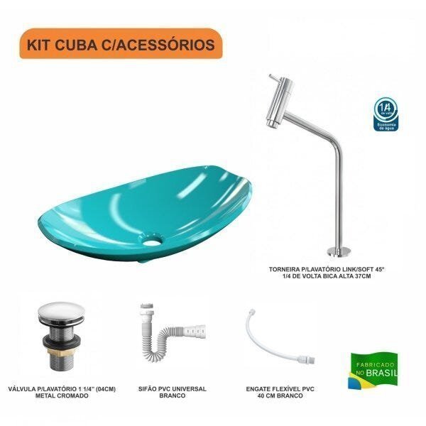 Kit Cuba L45 com Torneira  1062 Metal e Válvula Click 1 1/2" + Sifão PVC e Flexível - 3