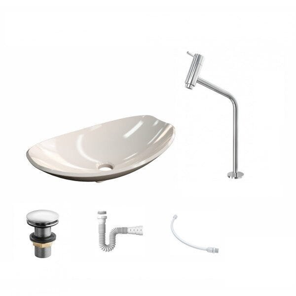 Kit Cuba L45 com Torneira Link 1062 Metal e Válvula Click 1 1/2" + Sifão PVC e Flexível - 2
