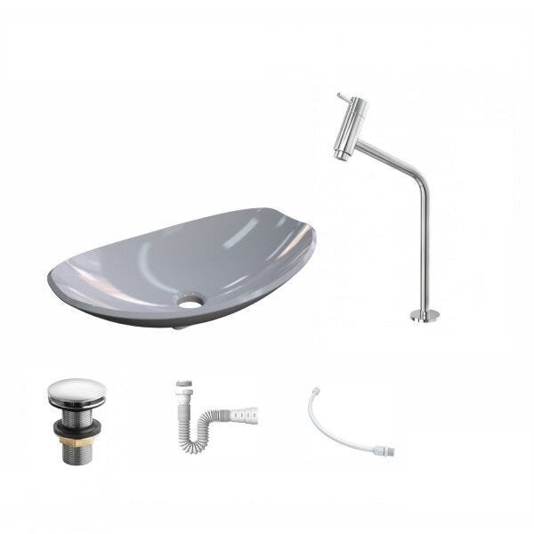 Kit Cuba L45 com Torneira Link 1062 Metal e Válvula Click 1 1/2" + Sifão PVC e Flexível - 2