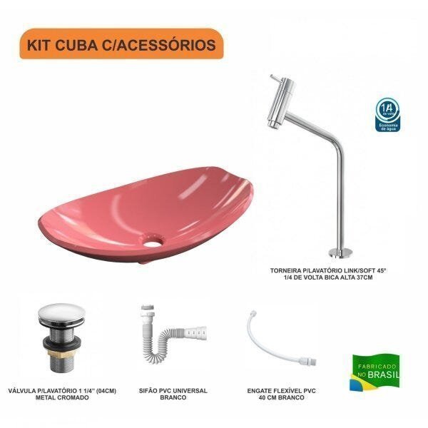 Kit Cuba L45 com Torneira Link 1062 Metal e Válvula Click 1 1/2" + Sifão PVC e Flexível - 3