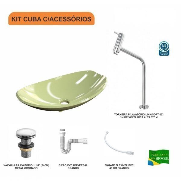 Kit Cuba L45 com Torneira Link 1062 Metal e Válvula Click 1 1/2" + Sifão PVC e Flexível - 3