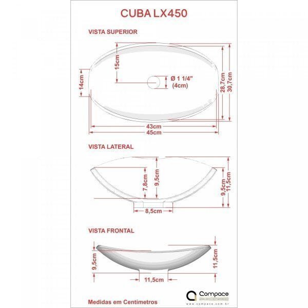 Kit Cuba L45 com Torneira Link 1062 Metal e Válvula Click 1 1/2" + Sifão PVC e Flexível - 8
