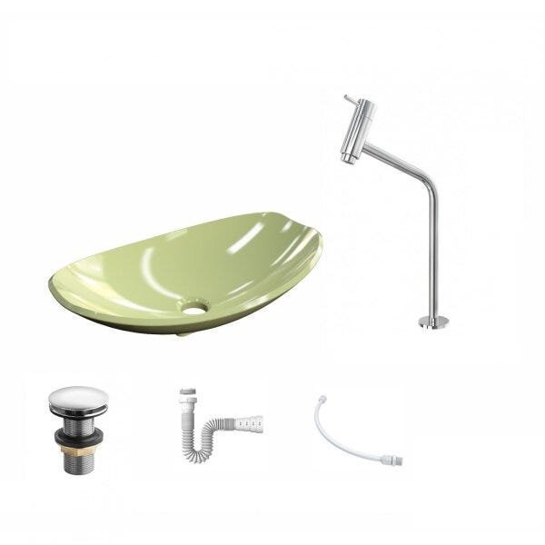 Kit Cuba L45 com Torneira Link 1062 Metal e Válvula Click 1 1/2" + Sifão PVC e Flexível - 2