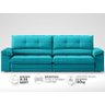 Sofá com Carregador Usb Retrátil Reclinável Monaco 2,50m Velosuede Turquesa - Netsofas - 4