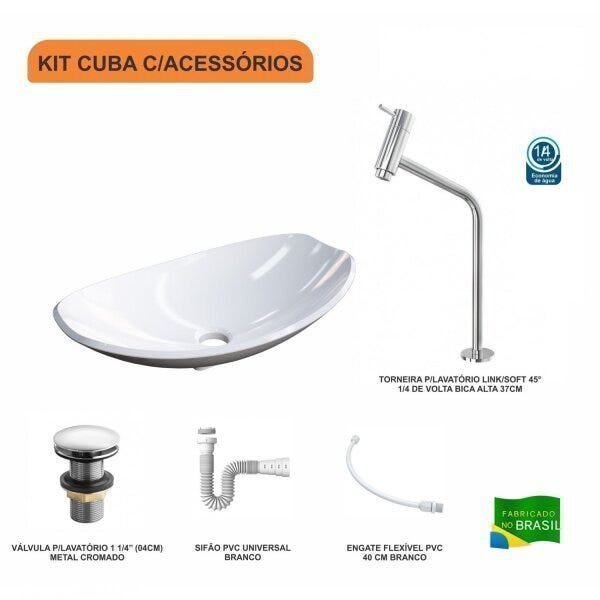 Kit Cuba L45 com Torneira Link 1062 Metal e Válvula Click 1 1/2" + Sifão PVC e Flexível - 3
