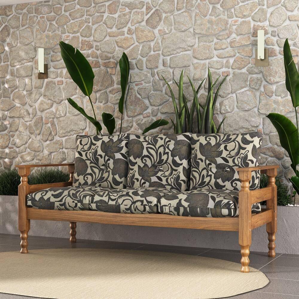 【☺︎商品】MADEIRA SOFA Fabric Sofá 3 Lugares Madeira Maciça Liz Multimóveis Vcr7000 Floral Cinza