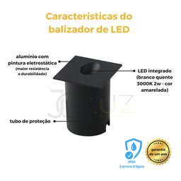 Kit 14 Balizador Embutir Parede Escada Led 2w Quente - Preto - 2
