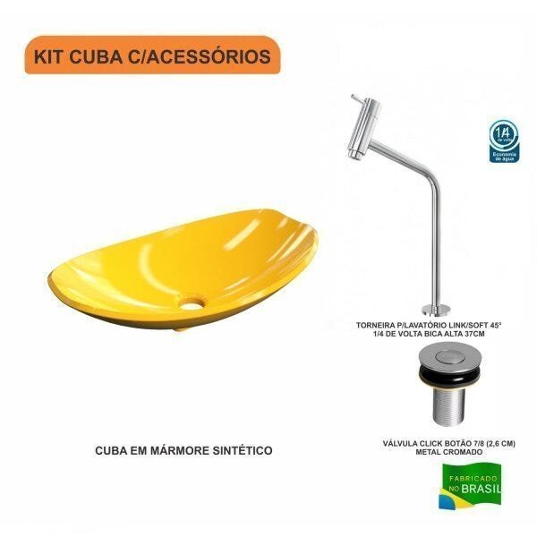 Kit Cuba L45 com Torneira Link 1062 Metal e Válvula Click 1''B Compace - 3