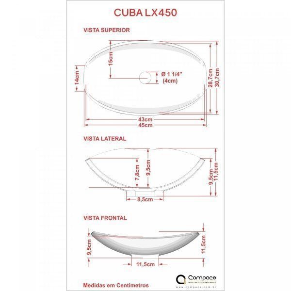 Kit Cuba L45 com Torneira Link 1062 Metal e Válvula Click 1''B Compace - 6