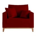 Ver imagem 1 de Poltrona Beny Base Fixa em Madeira Sala de Estar Veludo Vermelho
