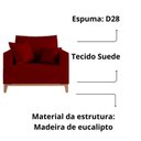 Ver imagem 3 de Poltrona Beny Base Fixa em Madeira Sala de Estar Veludo Vermelho