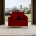Ver imagem 6 de Poltrona Beny Base Fixa em Madeira Sala de Estar Veludo Vermelho
