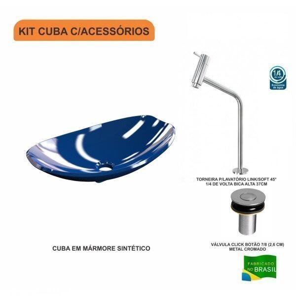 Kit Cuba L45 com Torneira Link 1062 Metal e Válvula Click 1''B Compace - 3