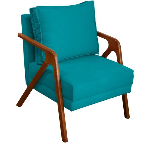 Poltrona Decorativa para Sala Recepção Consultório Reforçada em Madeira Maciça Shine Suede