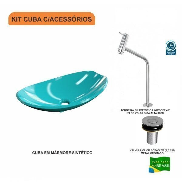 Kit Cuba L45 com Torneira Link 1062 Metal e Válvula Click 1''B Compace - 3