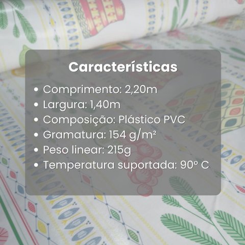 Tecido Toalha de Mesa Térmico Plástico Impermeável Estampa:02;Tamanho:2,20m