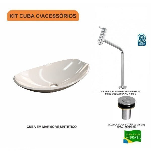 Kit Cuba L45 com Torneira Link 1062 Metal e Válvula Click 1''B Compace - 3