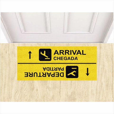 Tapete Capacho Arrival Chegada Departure Partida 70x30 Cm