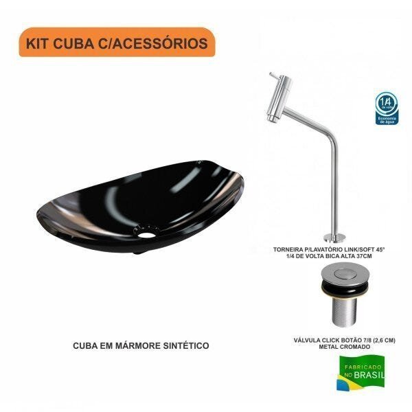 Kit Cuba L45 com Torneira Link 1062 Metal e Válvula Click 1''B Compace - 3