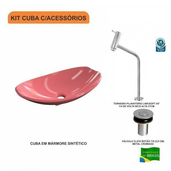 Kit Cuba L45 com Torneira Link 1062 Metal e Válvula Click 1''B Compace - 3